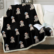 Load image into Gallery viewer, Watercolor Elegance Piebald Dachshunds Christmas Fleece Blanket - 8 Colors-Blanket-Bedding, Blankets, Christmas, Dachshund, Home Decor-8