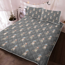 Load image into Gallery viewer, Watercolor Elegance Piebald Dachshunds Christmas Quilted Bedding Set-Bedding-Bedding, Blankets, Christmas, Dachshund, Home Decor-Parisian Gray-With Matching Pillowcases-Twin-14
