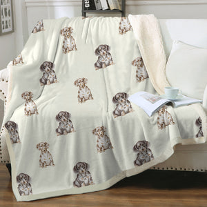 Watercolor Elegance Piebald Dachshunds Sherpa Fleece Blanket - 8 Colors-Blanket-Bedding, Blankets, Dachshund, Home Decor-Ivory Cream-Single-16