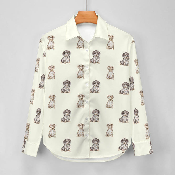 Watercolor Elegance Piebald Dachshunds Women's Shirt-Apparel-Apparel, Dachshund, Dog Mom Gifts, Shirt-13