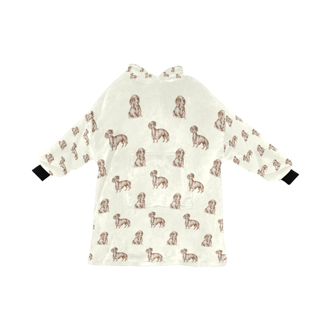 Watercolor Elegance Red Dachshunds Blanket Hoodie-Blanket-Apparel, Blanket Hoodie, Blankets, Dachshund, Dog Mom Gifts-Ivory Cream-ONE SIZE-11