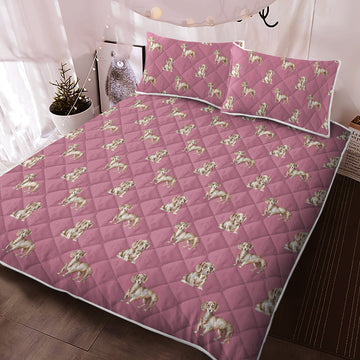Watercolor Elegance Red Dachshunds Quilted Bedding Set 5 Colors 360x
