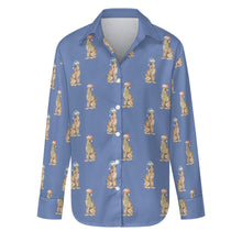 Load image into Gallery viewer, Watercolor Elegance Red Whippets Christmas Women&#39;s Shirt-Apparel-Apparel, Christmas, Dog Mom Gifts, Greyhound, Shirt, Whippet-Slate Blue-S-26