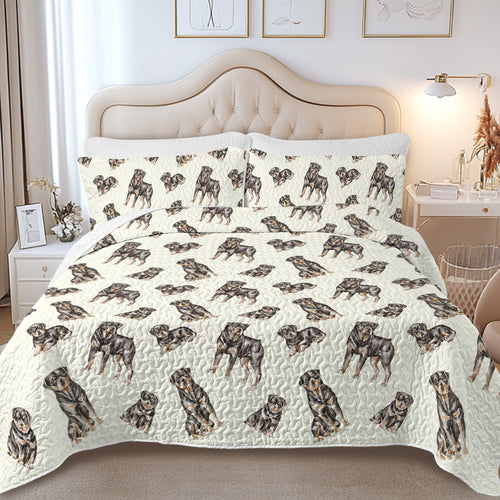 Watercolor Elegance Rottweilers Quilted Bedding Set-Bedding-Bedding,Blankets,Christmas,Home Decor-7