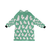 Load image into Gallery viewer, Watercolor Elegance Samoyeds Blanket Hoodie-Blanket-Apparel, Blanket Hoodie, Blankets, Dog Mom Gifts, Samoyed-Mint Green-ONE SIZE-21