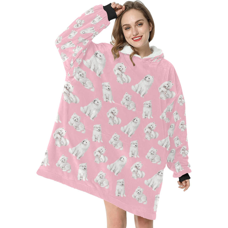 Watercolor Elegance Samoyeds Blanket Hoodie 750x