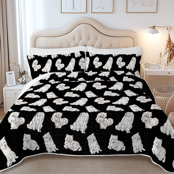 Watercolor Elegance Samoyeds Quilted Bedding Set-Bedding-Bedding,Blankets,Christmas,Home Decor-10