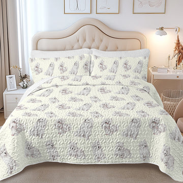 Watercolor Elegance Samoyeds Quilted Bedding Set-Bedding-Bedding,Blankets,Christmas,Home Decor-11