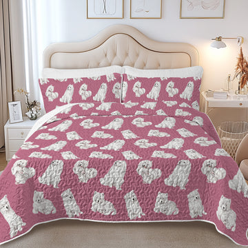 Watercolor Elegance Samoyeds Quilted Bedding Set-Bedding-Bedding,Blankets,Christmas,Home Decor-13