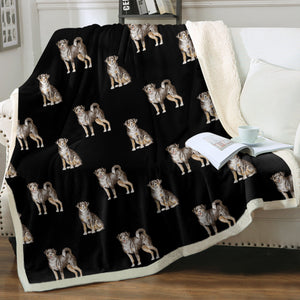 Watercolor Elegance Swiss Mountain Dogs Fleece Blanket - 8 Colors-Blanket-Bedding, Blankets, Home Decor, Swiss Mountain Dog-Midnight Black-Single-21