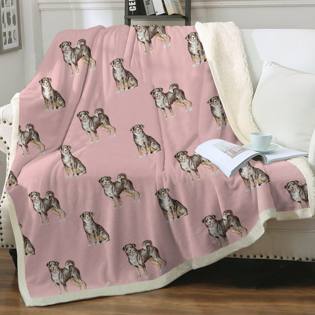 Watercolor Elegance Swiss Mountain Dogs Fleece Blanket - 8 Colors-Blanket-Bedding, Blankets, Home Decor, Swiss Mountain Dog-Soft Pink-Single-15