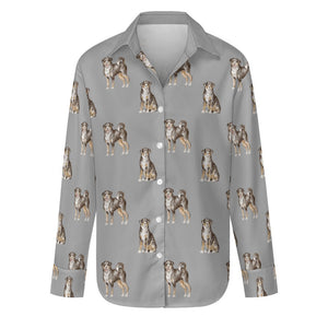 Watercolor Elegance Swiss Mountain Dogs Women's Shirt-Apparel-Apparel, Dog Mom Gifts, Shirt, Swiss Mountain Dog-S-Parisian Gray-35