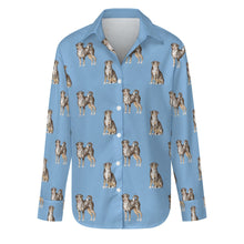 Load image into Gallery viewer, Watercolor Elegance Swiss Mountain Dogs Women&#39;s Shirt-Apparel-Apparel, Dog Mom Gifts, Shirt, Swiss Mountain Dog-S-Sky Blue-23