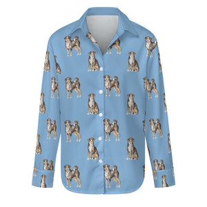 Watercolor Elegance Swiss Mountain Dogs Women's Shirt-Apparel-Apparel, Dog Mom Gifts, Shirt, Swiss Mountain Dog-S-Sky Blue-23