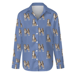 Watercolor Elegance Swiss Mountain Dogs Women's Shirt-Apparel-Apparel, Dog Mom Gifts, Shirt, Swiss Mountain Dog-S-Slate Blue-26