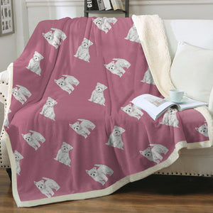 Watercolor Elegance Westies Warm Sherpa Fleece Blanket - 8 Colors-Blanket-Bedding, Blankets, Home Decor, West Highland Terrier-Dusty Pink-Single-20