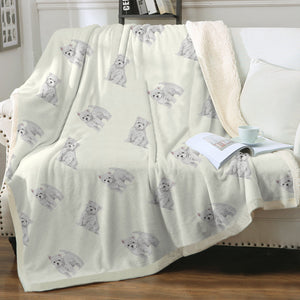 Watercolor Elegance Westies Warm Sherpa Fleece Blanket - 8 Colors-Blanket-Bedding, Blankets, Home Decor, West Highland Terrier-Ivory Cream-Single-4