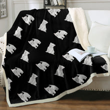 Load image into Gallery viewer, Watercolor Elegance Westies Warm Sherpa Fleece Blanket - 8 Colors-Blanket-Bedding, Blankets, Home Decor, West Highland Terrier-Midnight Black-Single-16