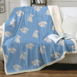 Watercolor Elegance Westies Warm Sherpa Fleece Blanket - 8 Colors-Blanket-Bedding, Blankets, Home Decor, West Highland Terrier-Sky Blue-Single-7