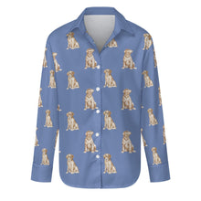 Load image into Gallery viewer, Watercolor Elegance Yellow Labradors Women&#39;s Shirt - 9 Colors-Apparel-Apparel, Dog Mom Gifts, Labrador, Shirt-Slate Blue-S-25