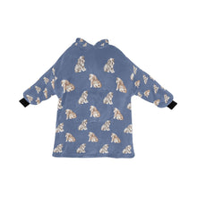 Load image into Gallery viewer, Watercolor English Bulldog Puppies Blanket Hoodie-Blanket-Apparel, Blanket Hoodie, Blankets, Dog Mom Gifts, English Bulldog-Slate Blue-ONE SIZE-23