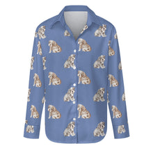 Load image into Gallery viewer, Watercolor English Bulldog Puppies Women&#39;s Shirt-Apparel-Apparel, Dog Mom Gifts, English Bulldog, Shirt-S-CornflowerBlue-18