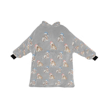 Load image into Gallery viewer, Watercolor English Bulldogs Puppies Christmas Blanket Hoodie-Blanket-Apparel, Blanket Hoodie, Blankets, Christmas, Dog Mom Gifts, English Bulldog-Parisian Gray-ONE SIZE-34