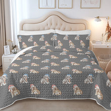 Load image into Gallery viewer, Watercolor English Bulldogs Puppies Christmas Quilted Bedding Set-Bedding-Bedding,Blankets,Christmas,Home Decor-14