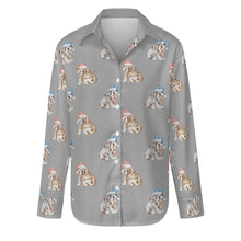 Load image into Gallery viewer, Watercolor English Bulldogs Puppies Christmas Women&#39;s Shirt-Apparel-Apparel, Christmas, Dachshund, Dog Mom Gifts, English Bulldog, Shirt-Parisian Gray-S-35