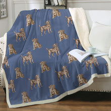 Load image into Gallery viewer, Watercolor Essence Chocolate Labradors Sherpa Fleece Blanket - 8 Colors-Blanket-Bedding, Blankets, Chocolate Labrador, Home Decor, Labrador-Cornflower Blue-Single-17