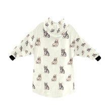 Load image into Gallery viewer, Watercolor Fawn and Tricolour French Bulldogs Blanket Hoodie-Blanket-Apparel, Blanket Hoodie, Blankets, Dog Mom Gifts, French Bulldog-12