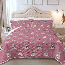 Load image into Gallery viewer, Watercolor Fawn and Tricolour French Bulldogs Quilted Bedding Set-Bedding-Bedding,Blankets,Christmas,Home Decor-11