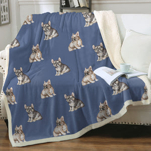 Watercolor Fawn and Tricolour Frenchies Fleece Blanket - 8 Colors-Blanket-Bedding, Blankets, French Bulldog, Home Decor-6