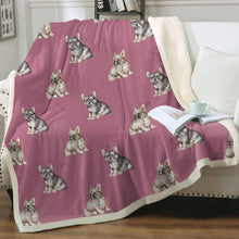 Load image into Gallery viewer, Watercolor Fawn and Tricolour Frenchies Fleece Blanket - 8 Colors-Blanket-Bedding, Blankets, French Bulldog, Home Decor-Dusty Pink-Single-2