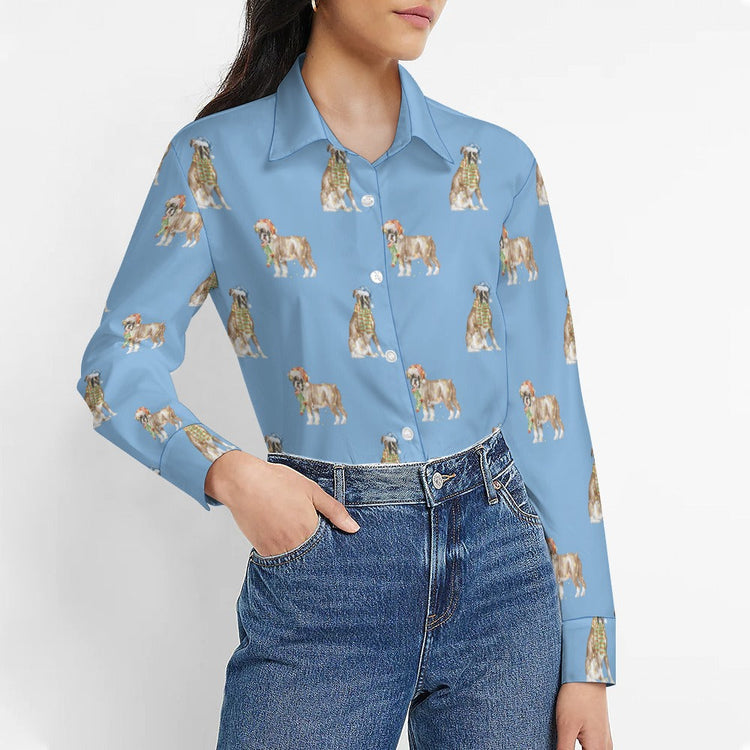 Watercolor Fawn Boxer Dogs Christmas Womens Shirt 16 750x