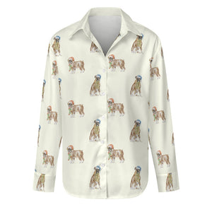 Watercolor Fawn Boxer Dogs Christmas-S-Ivory-1