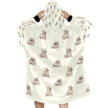 Load image into Gallery viewer, Watercolor Fawn French Bulldogs Blanket Hoodie-Blanket-Apparel, Blanket Hoodie, Blankets, Dog Mom Gifts, French Bulldog-10