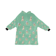 Load image into Gallery viewer, Watercolor Fawn French Bulldogs Christmas Blanket Hoodie-Blanket-Apparel, Blanket Hoodie, Blankets, Christmas, Dog Mom Gifts, French Bulldog-Mint Green-ONE SIZE-28