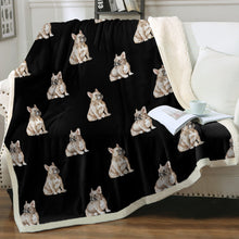 Load image into Gallery viewer, Watercolor Fawn French Bulldogs Sherpa Fleece Blanket - 8 Colors-Blanket-Bedding, Blankets, French Bulldog, Home Decor-1