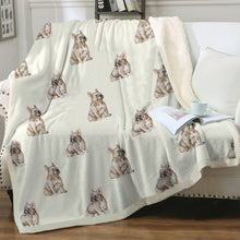 Load image into Gallery viewer, Watercolor Fawn French Bulldogs Sherpa Fleece Blanket - 8 Colors-Blanket-Bedding, Blankets, French Bulldog, Home Decor-Ivory Cream-Single-18