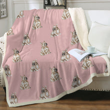 Load image into Gallery viewer, Watercolor Fawn French Bulldogs Sherpa Fleece Blanket - 8 Colors-Blanket-Bedding, Blankets, French Bulldog, Home Decor-Soft Pink-Single-19