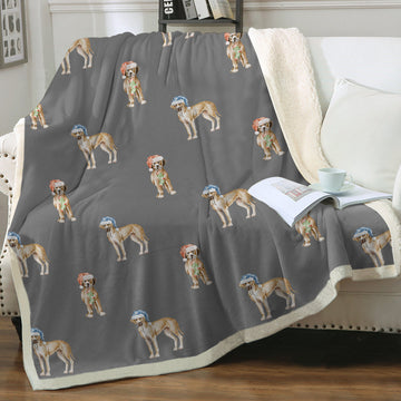 Watercolor Fawn Great Dane Christmas Fleece Blanket - 8 Colors-Blanket-Bedding, Blankets, Christmas, Great Dane, Home Decor-Parisian Gray-Single-21
