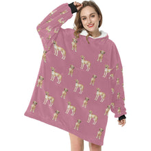 Load image into Gallery viewer, Watercolor Fawn Great Danes Blanket Hoodie-Blanket-Apparel, Blanket Hoodie, Blankets, Dog Mom Gifts, Great Dane-4