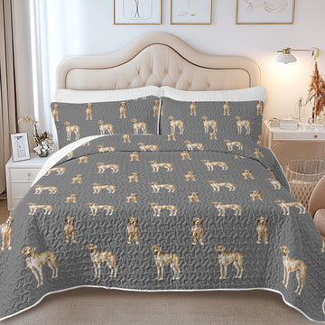 Watercolor Fawn Great Danes Quilted Bedding Set-Bedding-Bedding,Blankets,Christmas,Home Decor-14