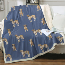 Load image into Gallery viewer, Watercolor Fawn Great Danes Sherpa Fleece Blanket - 8 Colors-Blanket-Bedding, Blankets, Great Dane, Home Decor-Cornflower Blue-Single-17