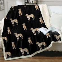 Load image into Gallery viewer, Watercolor Fawn Great Danes Sherpa Fleece Blanket - 8 Colors-Blanket-Bedding, Blankets, Great Dane, Home Decor-Midnight Black-Single-15