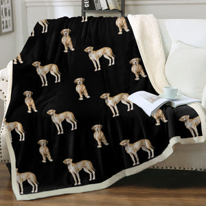 Watercolor Fawn Great Danes Sherpa Fleece Blanket - 8 Colors-Blanket-Bedding, Blankets, Great Dane, Home Decor-Midnight Black-Single-15