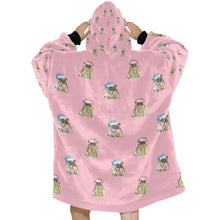 Load image into Gallery viewer, Watercolor Fawn Pugs Christmas Blanket Hoodie-Blanket-Apparel, Blanket Hoodie, Blankets, Dog Mom Gifts, Pug-18