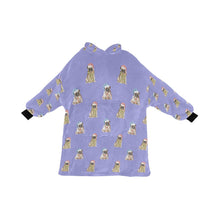 Load image into Gallery viewer, Watercolor Fawn Pugs Christmas Blanket Hoodie-Blanket-Apparel, Blanket Hoodie, Blankets, Dog Mom Gifts, Pug-Lavender Purple-ONE SIZE-31