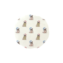 Load image into Gallery viewer, Watercolor Fawn Pugs Christmas Elastic Reusable Shower Caps-Accessories-Accessories, Christmas, Dog Mom Gifts, Pug-Ivory White-ONE SIZE-1
